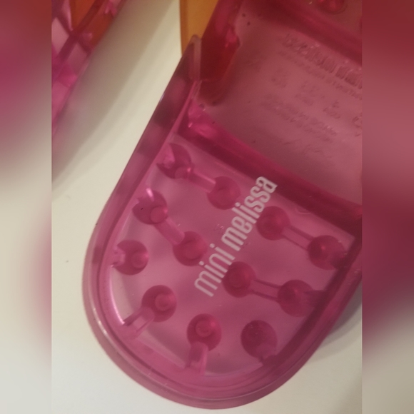 Mini Melissa Jelly buckle slides sandals girls 4 pink orange - Picture 3 of 11